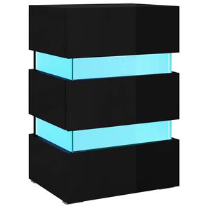 vidaXL LED Bedside Cabinet High Gloss Black 45x35x67 cm Engineered Wood