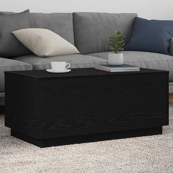 vidaXL Coffee Table with LED Lights Black Oak 90x50x40 cm