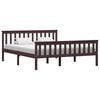 vidaXL Bed Frame without Mattress Dark Brown Solid Pinewood 160x200 cm