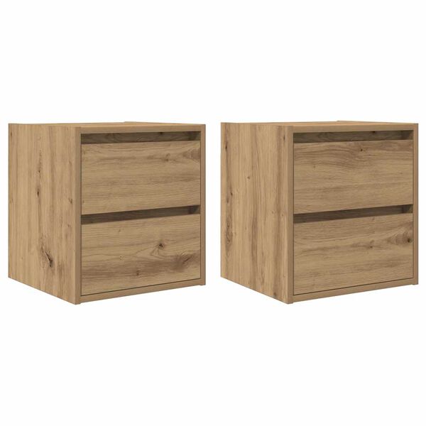 vidaXL Wall-mounted Bedside Cabinets 2 pcs Artisan Oak 38x34x40 cm