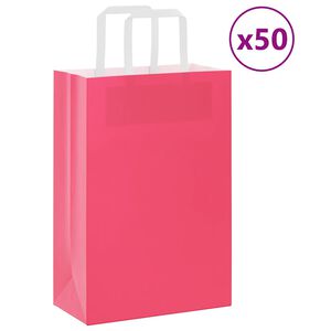 vidaXL Paper Bags 50 pcs with Handles Pink 21x11x31 cm