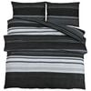 vidaXL Duvet Cover Set Black Stripes 225x220 cm Cotton