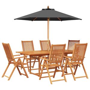 vidaXL Outdoor Dining Set with Parasol 8 pcs Anthracite and Natural