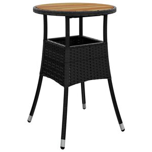 vidaXL Garden Table &Oslash;60x75 cm Acacia Wood and Poly Rattan Black