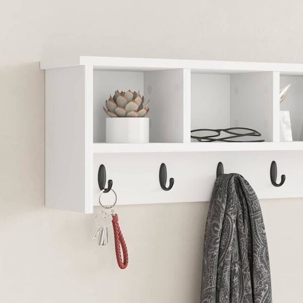 vidaXL Wall-Mounted Coat Rack White 100 x 16 x 26 cm Engineered wood