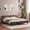 vidaXL Bed Frame with LED without Mattress Smoked Oak 160x200 cm