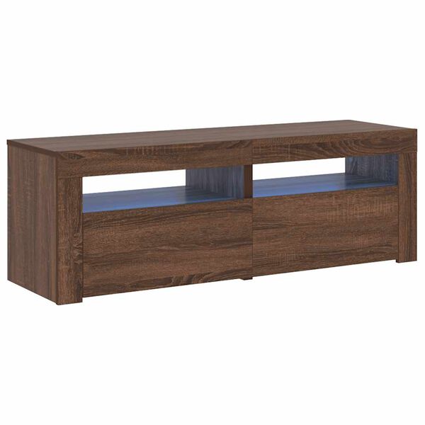 vidaXL TV Cabinet with LED Lights Brown Oak 120x35x40 cm