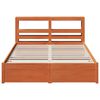 vidaXL Bed Frame with Headboard Wax Brown 150 x 200 cm Solid Pine Wood