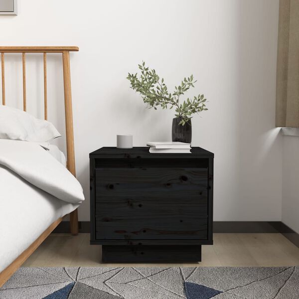 vidaXL Bedside Cabinets 2 pcs Black 35x34x32 cm Solid Wood Pine
