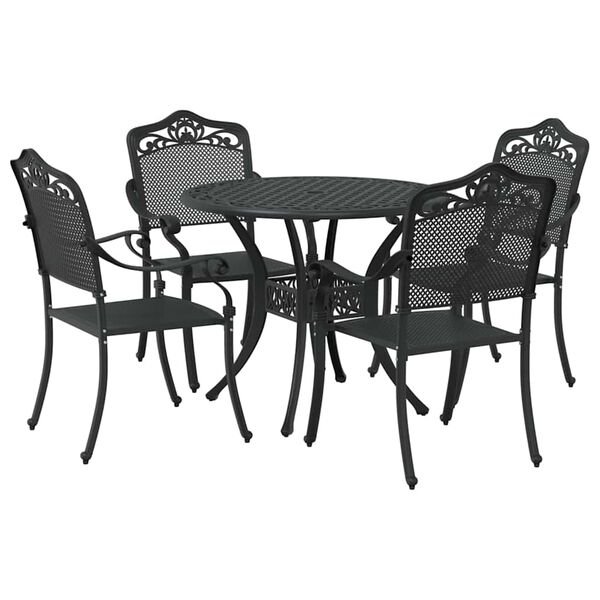 vidaXL Garden Dining Set 5 pcs Black 90 x 90 x 75 cm Cast Aluminium