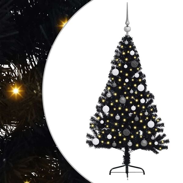 vidaXL Artificial Pre-lit Christmas Tree Black 150 cm PVC