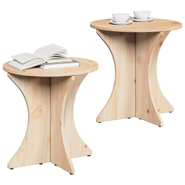 vidaXL Coffee Table 2 pcs Natural Solid pine wood
