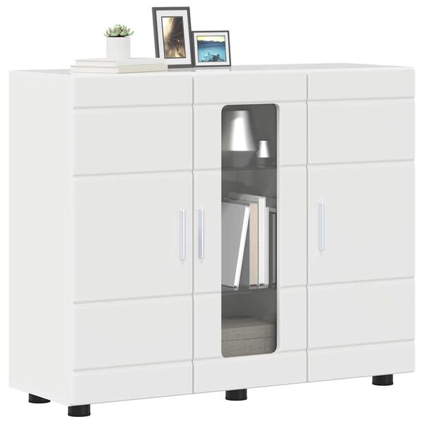 vidaXL Wooden Cabinet High Gloss White 88.5 x 30.5 x 73 cm