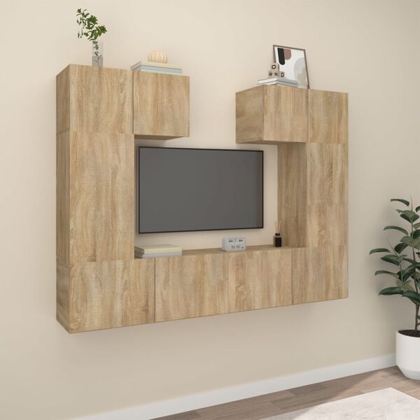 vidaXL 6 Piece TV Cabinet Set Sonoma Oak Engineered Wood
