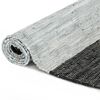 vidaXL Hand-woven Chindi Rug Leather 80x160 cm Light Grey and Black