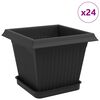 vidaXL Plant Pots 24 pcs Black Plastic