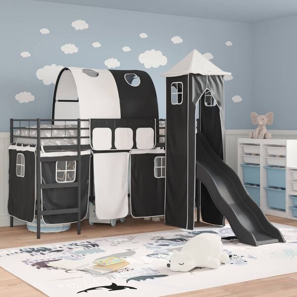 vidaXL Kids'Loft Bed Frame Black 99.5 x 190 cm Metal