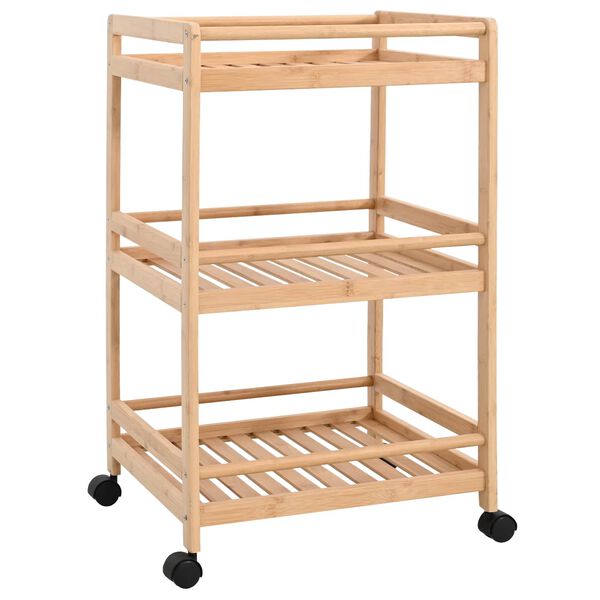 vidaXL Kitchen Trolley with Wheels Natural 46 x 38 x 76 cm Bamboo
