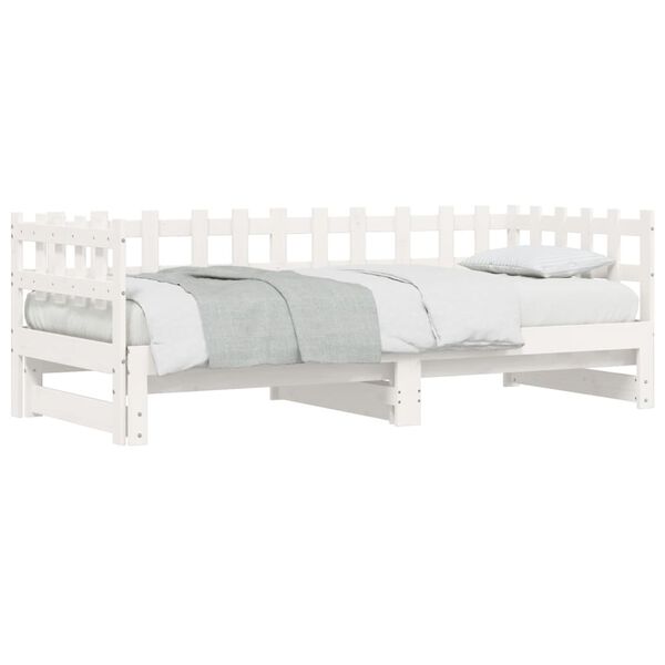 vidaXL Pull-out Day Bed without Mattress White 2x(90x200) cm Solid Wood