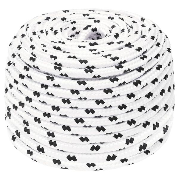vidaXL Braided Boat Rope White 10 mmx25 m Polyester