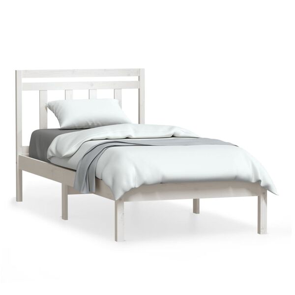 vidaXL Bed Frame without Mattress White Solid Wood 90x200 cm (810003+814075)