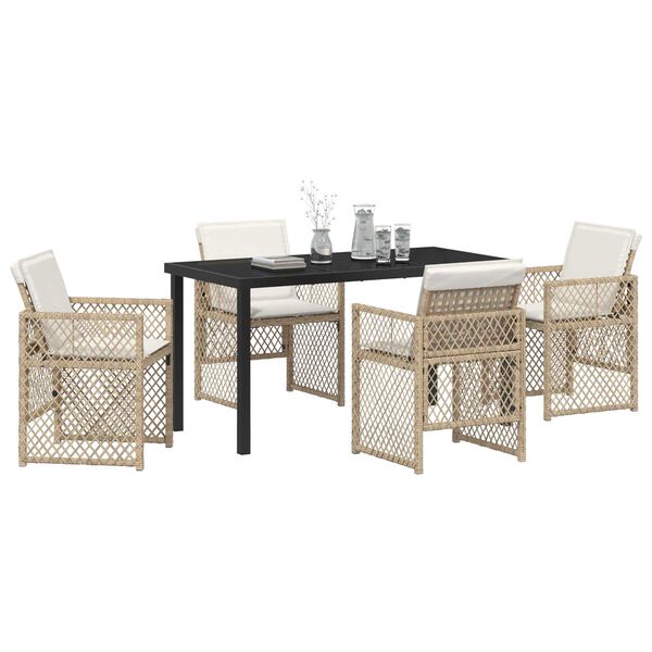 vidaXL Garden Dining Set 5 pcs Beige Poly Rattan