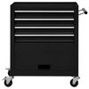 vidaXL Tool Trolley with 4 Drawers Steel Black