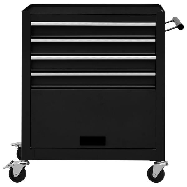 vidaXL Tool Trolley with 4 Drawers Steel Black