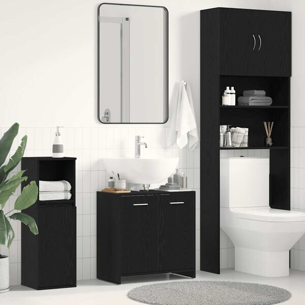 vidaXL Bathroom Sink Cabinet Black Oak 60x33x60 cm Engineered Wood