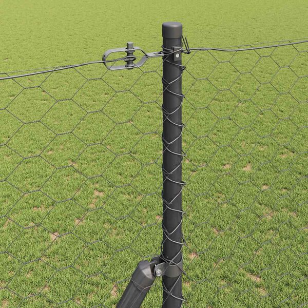 vidaXL Fence Post Grey 10 x 1.5 m (50 mm mesh) Steel and PVC