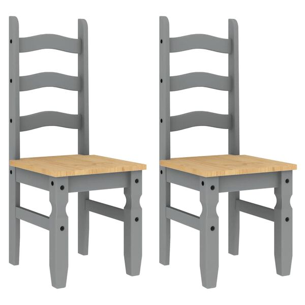 vidaXL 3 Piece Dining Set Panama Grey Solid Wood Pine