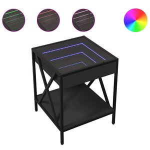 vidaXL Coffee Table with Infinity LED Black 40x40x49 cm