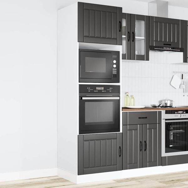 vidaXL Oven Cabinets 2 pcs Lucca Black Engineered Wood