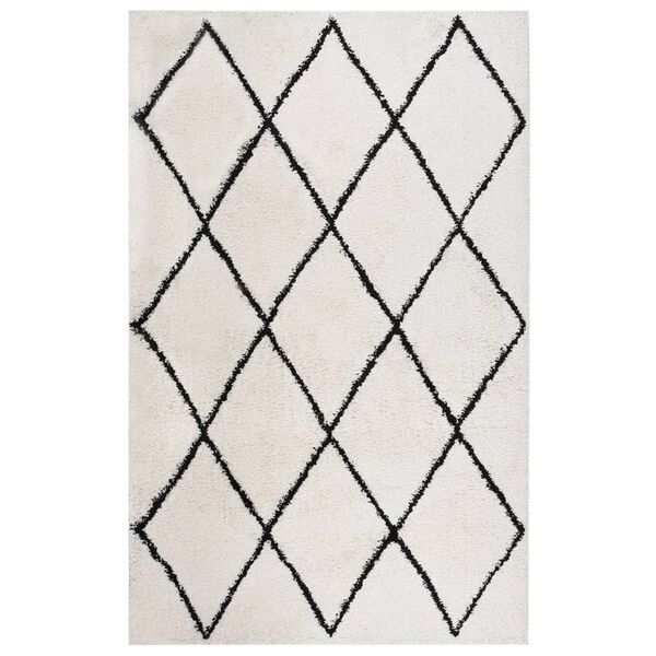 vidaXL Shaggy Rug High Pile Black and Cream 200x290 cm