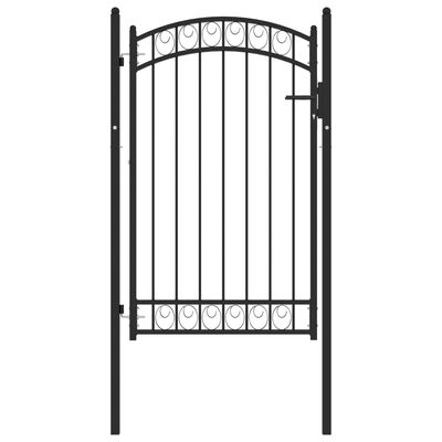 vidaXL Fence Gate with Arched Top Steel 100x150 cm Black