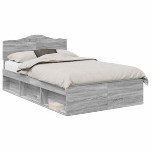 vidaXL Bed Frame Grey Sonoma 135 x 190 cm Solid Pine Wood
