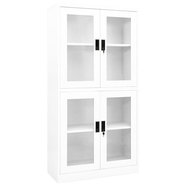 vidaXL Office Cabinet White 90x40x180 cm Steel and Tempered Glass
