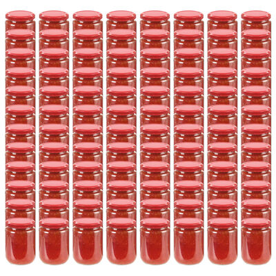 vidaXL Glass Jam Jars with Red Lid 96 pcs 230 ml
