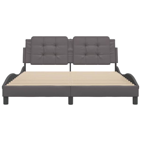 vidaXL Bed Frame without Mattress "Zadar" Grey 160x200 cm Faux Leather