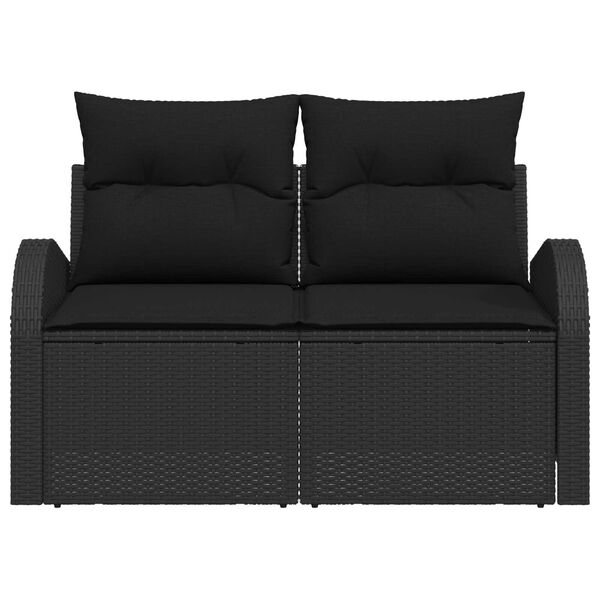 vidaXL Garden Sofa Black 124 x 62 x 69cm Poly Rattan