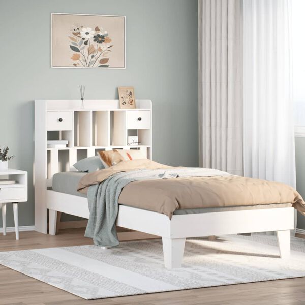 vidaXL Bed Frame without Mattress White 75x190 cm Small Single Solid Wood Pine