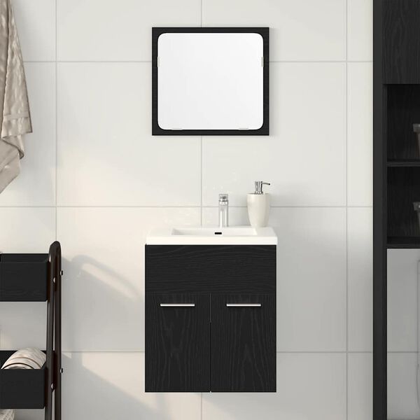 vidaXL 2 Piece Bathroom Furniture Set Black Oak Engineered Wood