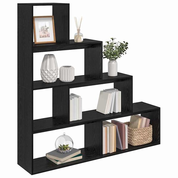 vidaXL Room Divider Bookcase Black Oak 143.5 x 29 x 143.5 cm