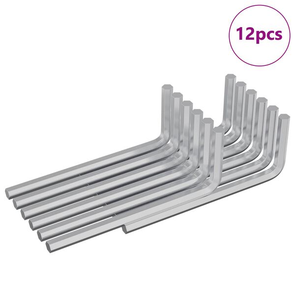 vidaXL Hex Key 12 pcs Silver 22 x 66 mm Steel