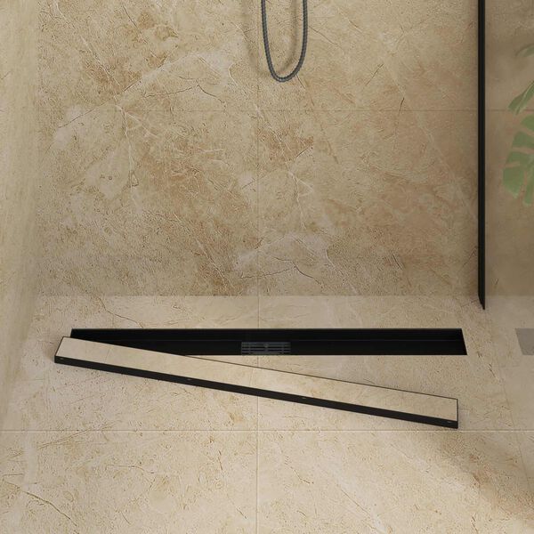 vidaXL 2 in 1 Shower Drain Black 90 cm Stainless Steel 304