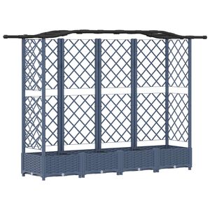 vidaXL Raised Bed with Trellis and Roof Grey 203.5 x 40 x 125 cm PP