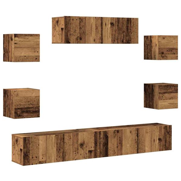 vidaXL 7 Piece TV Cabinet Set Wall-mounted Old Wood Engineered Wood