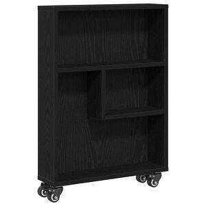 vidaXL Narrow Storage Trolley Black Oak 48 x 13 x 68 cm