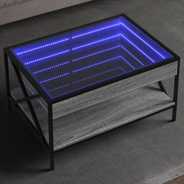 vidaXL Coffee Table with Infinity LED Grey Sonoma 70x50x38 cm