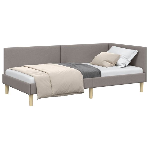 vidaXL Corner Bed Frame with Headboard Taupe 90 cm x 190 cm Velvet